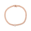 Bezel Set Diamond on Curb Chain Link Bracelet  14K Rose Gold 0.17 Diamond Carat Weight Bezel: 0.22" in Diameter Chain: 0.14" Wide