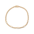 Diamond Bezel Curb Chain Bracelet  14K Yellow Gold 0.25 Diamond Carat Weight Bezel Set Diamond: 0.15" Diameter Chain: 0.10" Thick 6.5" Long