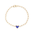 Yellow Gold Diamond & Lapis Heart Bracelet on a Paperclip Chain  14K Yellow Gold 0.06 Diamond Carat Weight 0.38 Lapis Carat Weight Chain: 6.5" Long Heart: 0.34" Diameter