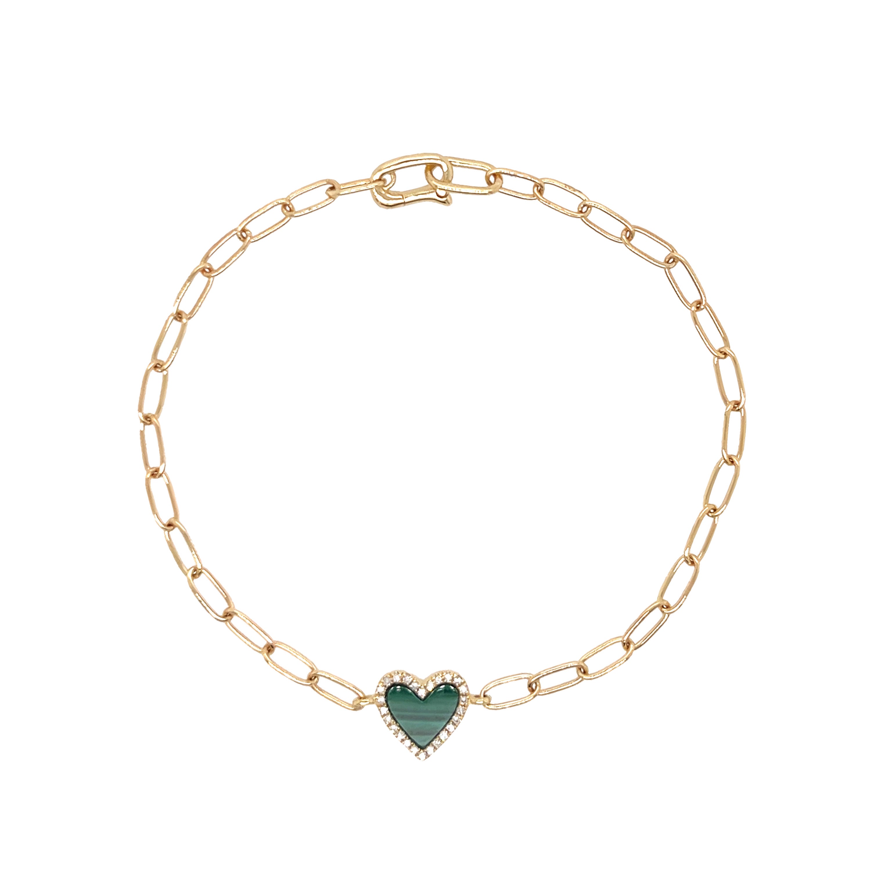Diamond & Malachite Heart Bracelet