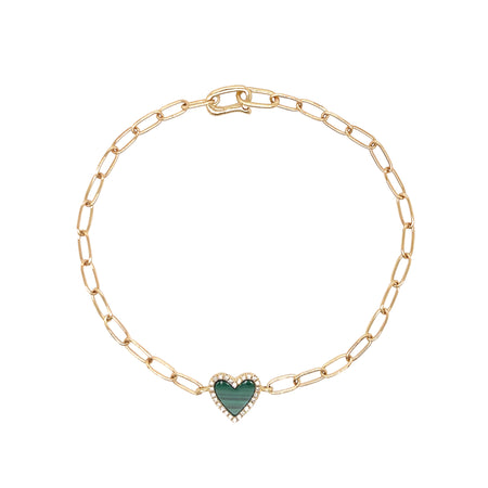 Diamond & Malachite Heart Bracelet