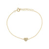 Pave Diamond Heart Chain Bracelet   14K Rose Gold 0.10 Diamond Carat Weight Heart: 0.25" Wide Chain: 6-7" Long