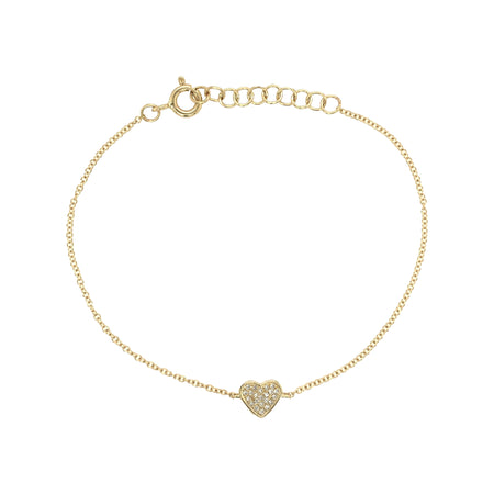 Pave Diamond Heart Chain Bracelet   14K Rose Gold 0.10 Diamond Carat Weight Heart: 0.25" Wide Chain: 6-7" Long
