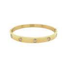 Crystal Eternity Bangle Bracelet  Yellow Gold Plated over stainless steel Oval shaped 10 crystals