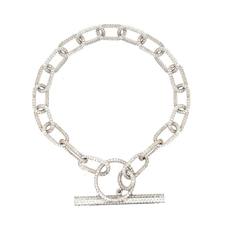 Diamond Link Bracelet with Toggle Clasp  14K White Gold 4.36 Diamond Carat Weight 7.0" Length 