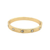 Clear CZ Starburst Wide Bangle Bracelet  Yellow Gold Plated Oval Shape: 2.40" Long X 2.0" Wide 0.30" Thick Hinge Closure