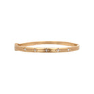 Star Etched Gold Bangle Bracelet  Yellow Gold Plated Cubic Zirconia Oval Shape: 2.4" X 2.0" 0.2" Width Hinge Closure