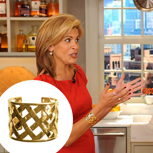 Polished Basket Weave Cuff  Yellow Gold Plated 1.81" Wide As seen on The Today Show with Hoda and Kathie Lee