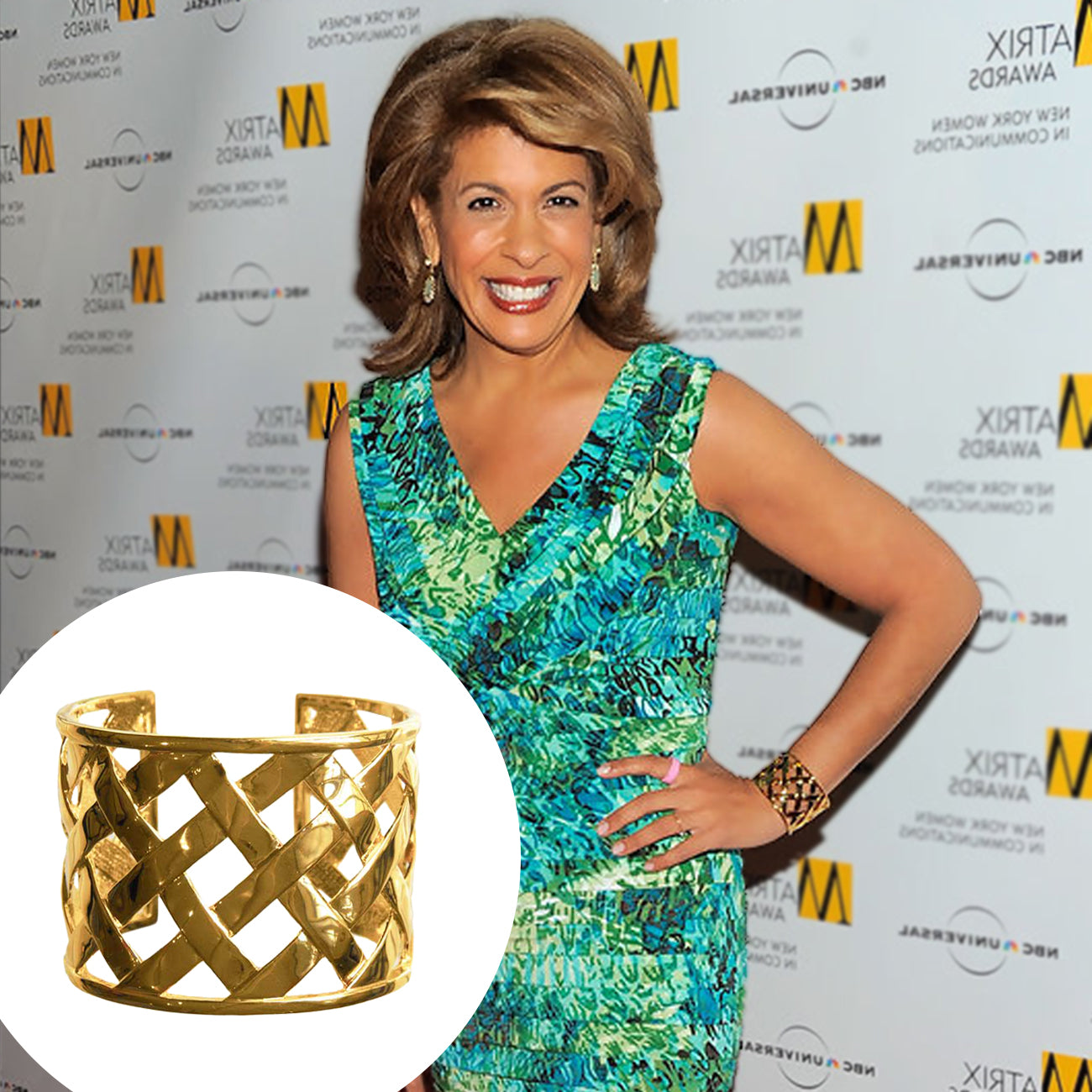 Polished Basket Weave Cuff  Yellow Gold Plated 1.81" Wide As seen on The Today Show with Hoda and Kathie Lee