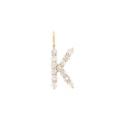 Letter K 14K Yellow Gold Diamond Letter Charm  14K Yellow Gold Diamond Carat Weight depends on the letter Each Diamond: 2MM Approximately 0.64" High X 0.50" Wide 0.25" X 0.18" Charm Bail