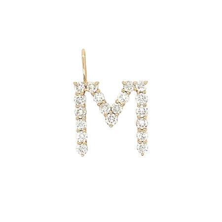 14K Yellow Gold Diamond Letter Charm  14K Yellow Gold Diamond Carat Weight depends on the letter Diamonds: 2MM Diameter 0.60" High X 0.50" Wide Charm Bail: 0.25" Long X 0.18" Wide Please allow up to 8 weeks for shipping depending on letter availability.