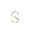 Letter S 14K Yellow Gold Diamond Letter Charm  14K Yellow Gold Diamond Carat Weight depends on the letter Each Diamond: 2MM Approximately 0.64" High X 0.50" Wide 0.25" X 0.18" Charm Bail