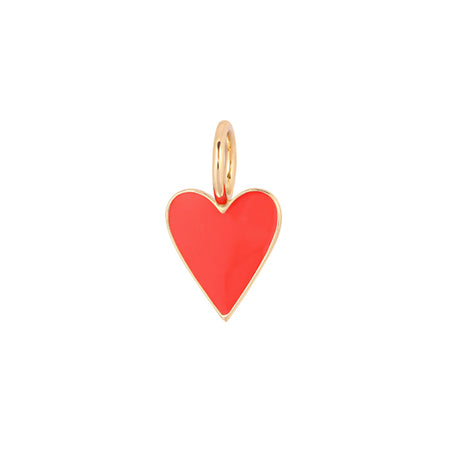 Small Red Enamel Heart Charm  10K Yellow Gold Plated 0.90” Long x 0.55” Wide view 1