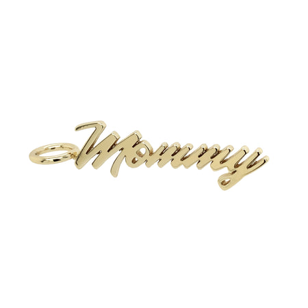 Mommy Script Charm  10K Yellow Gold Plated 1.82" Long X 0.42" Wide view 1