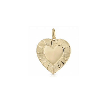 Textured Heart Charm Pendant  10K Yellow Gold Plated 1.35" Long X 1.24" Wided Plated 1.35" Long X 1.24" Wide view 1