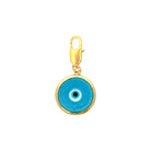 Turquoise Evil Eye Charm   Yellow Gold Plated 0.84" Width