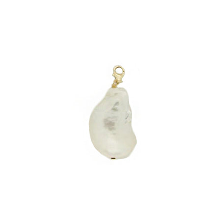 White Baroque Pearl Charm  Yellow Gold Plated