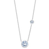 Double Handset Bezeled Solitaire Necklace  14K White Gold Plated Chain: 16-18" Length Two handset bezel high-intensity CZs