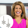 Gold Plated Pave Faux Diamond Daisy Drop Earrings  White or Yellow Gold Plated 1.75" Long X 1.0" Wide As worn by Hoda Kotb on The Today Show
