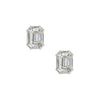 18K Gold Small Diamond Composite Emerald Shape Stud Earrings  18K White Gold 3.13 Diamond Carat Weight 0.39” Length X 0.29” Width Pierced