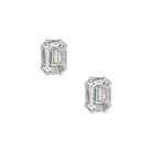 18K Gold Small Diamond Composite Emerald Shape Stud Earrings  18K White Gold 3.13 Diamond Carat Weight 0.39” Length X 0.29” Width Pierced