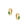 14K Gold Emerald & Diamond Small Hoop Earrings  14K Yellow Gold 0.56 Emerald Carat Weight 0.12 Diamond Carat Weight 0.65" Diameter 0.19" Width Pierced