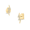 Diamond Lightning Bolt Stud Pierced Earrings  14K Yellow Gold 0.06 Carats of Diamonds 0.36" Length  X 0.12" Width