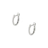 Pave Diamond Huggie Pierced Earrings  14K White Gold 0.08 Diamond Carat Weight