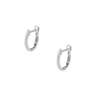 Pave Diamond Huggie Pierced Earrings  14K White Gold 0.08 Diamond Carat Weight