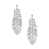 Pave Crystal Leaf Earrings  White Gold Plated Cubic Zirconia 3.56" Length X 1.30" Width Pierced 