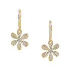 Pave Faux Diamond Daisy Drop Pierced Earrings  Yellow Gold Plated 2.0" Long X 0.89" Wide  As Worn by Hoda Kotb. As Seen on The Today Show.