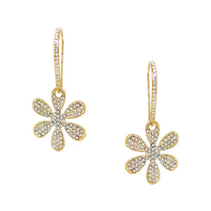 Pave Faux Diamond Daisy Drop Pierced Earrings  Yellow Gold Plated 2.0" Long X 0.89" Wide  As Worn by Hoda Kotb. As Seen on The Today Show.