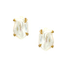 Pearl Baroque Clip On Earrings  Yellow Gold Plated Over Silver 0.91" Long X 0.68" Wide