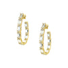 Baguette Crystal Oval Shaped Hoop Earrings  Yellow Gold Plated Over Silver Cubic Zirconia  1.60" Diameter 0.16" Width  Pierced 