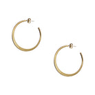 Medium Flat Crescent Hoop Pierced Earrings  14K Yellow Gold Plated 1.5" Diameter