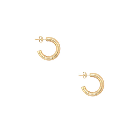 Yellow Gold Plated Mini Hoop Pierced Earrings  Yellow Gold Plated 0.80" Diameter 0.22" Thick