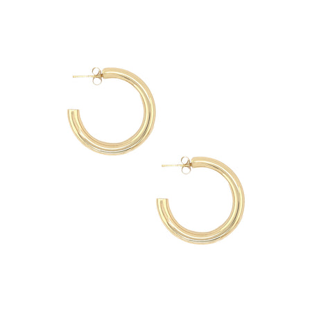 Tube Hoop Earrings   Yellow Gold Plated  1.60" Diameter  0.21" Thick Pierced 