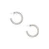 White Gold Plated Medium Hoop Pierced Earrings  White Gold Plated 1.35" Diameter 0.21" Thick