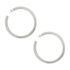 White Gold Plated Jumbo Hoop Pierced Earrings  White Gold Plated 3.15" Diameter 0.25" Thick