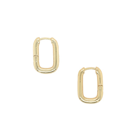 Yellow Gold Plated Rectangle Hoop Pierced Earrings  Yellow Gold Plated 0.80" High X 0.55" Wide 0.12" Thick
