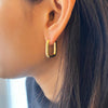 Yellow Gold Plated Rectangle Hoop Pierced Earrings  Yellow Gold Plated 0.80" High X 0.55" Wide 0.12" Thick