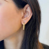 Rectangle Hoop Pierced Earrings  Yellow Gold Plated 0.95" Long X 0.66" Wide