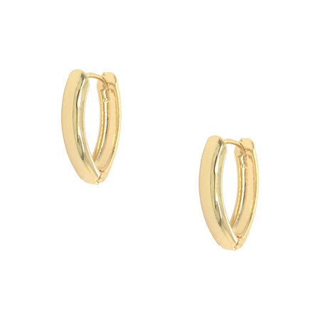 Large Pointed Pierced Hoop Earrings Yellow Gold Plated 1.00" High X 0.72" Wide