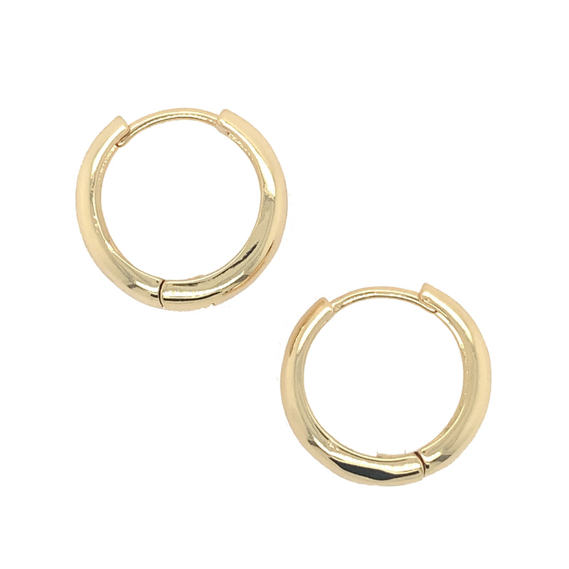 Yellow Gold Plated Chunky Medium Hoop Earrings  Yellow Gold Plated 0.80" Diameter  0.26" Thick