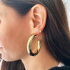 Large Chunky Hoop Pierced Earrings  Yellow Gold Plated 0.35" Thick 1.95" Diameter