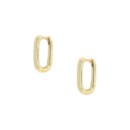 Rectangle Huggie Pierced Earrings  Yellow Gold Plated Over Silver 0.60" Height X 0.47" Width 0.09" Thick  