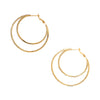 Asymmetrical Double Pave Crystal Pierced Hoop Earrings  Yellow Gold Plated 1.75" Long X 2.0" Wide