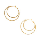 Asymmetrical Double Pave Crystal Pierced Hoop Earrings  Yellow Gold Plated 1.75" Long X 2.0" Wide