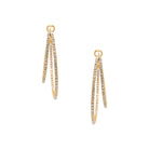 Asymmetrical Double Pave Crystal Pierced Hoop Earrings  Yellow Gold Plated 1.75" Long X 2.0" Wide