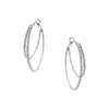 Asymmetrical Double Pave Crystal Pierced Hoop Earrings  White or Yellow Gold Plated 1.75" Long X 2.0" Wide    As worn by Tamron Hall on The Tamron Hall Show